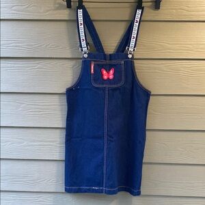 Navi Jeans Women's Denim Overall Dress with Butterfly Accent Size L